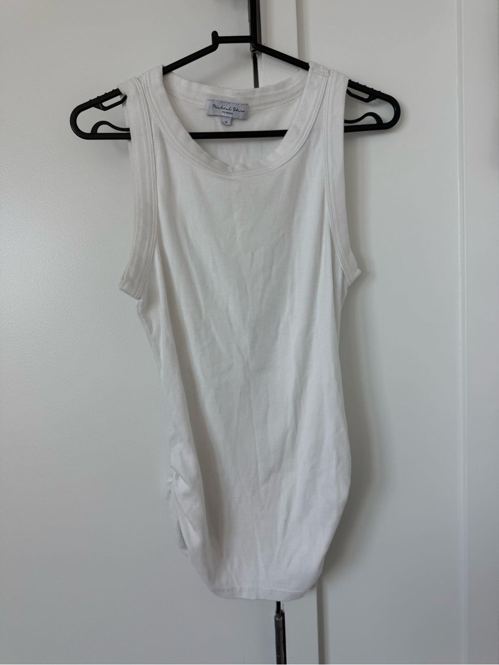 Michael Stars White Ribbed Scoop Tank